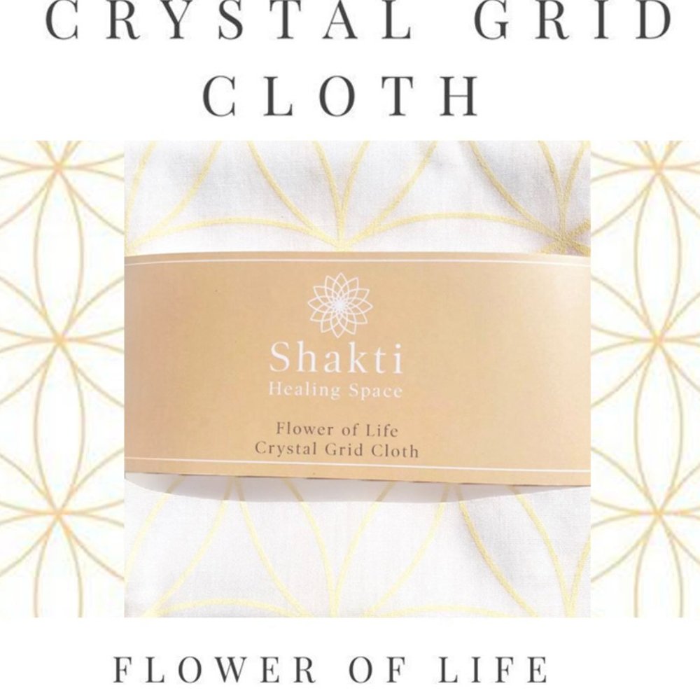 Flower of Life Gold Crystal Grid Cloth 22”